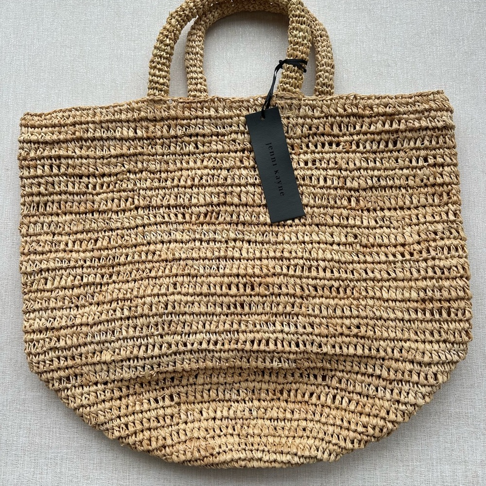 Jenni Kayne Tan Woven Tote Bag with Rustic Charm (No longer in production)